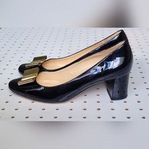 Kate Spade Gold Bow Block Heel